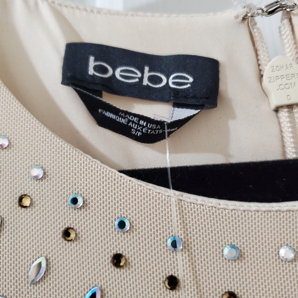 Bebe Studded Mesh Heat Xfer Dress Size Small - Picture 4 of 11